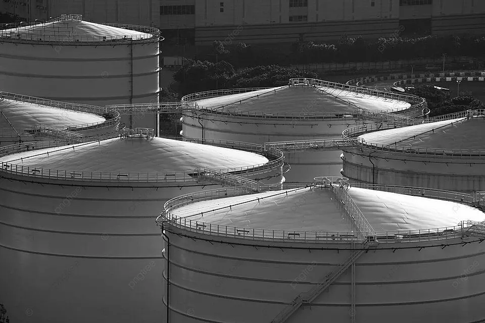 pngtree black oil tank stands tall in monochrome cargo terminal landscape photo photo image 69735006